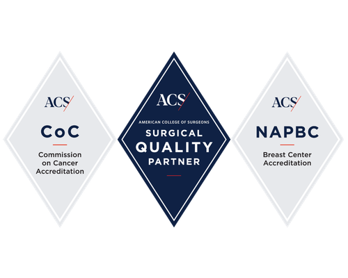 Three diamond shaped accreditations for American College of Surgeons