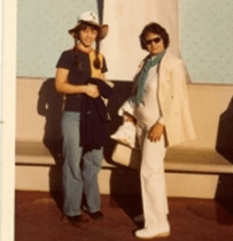 Old photo of two women posing